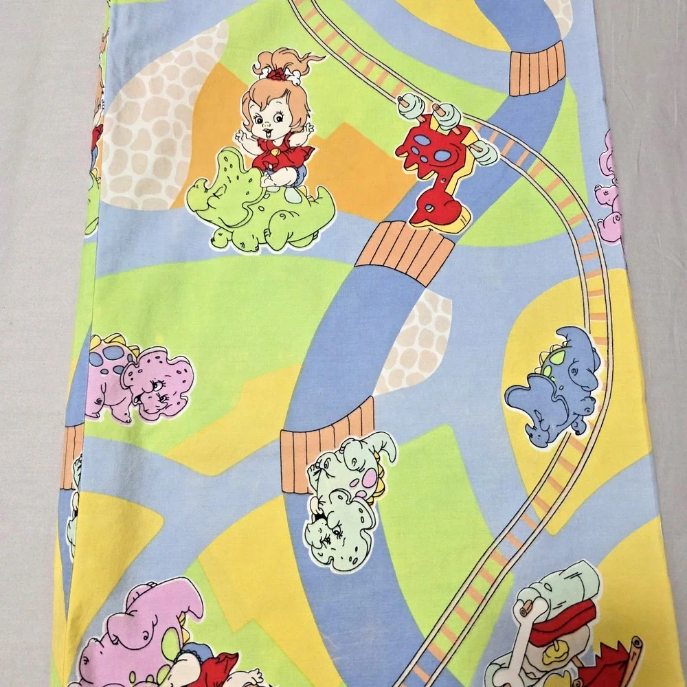 Vintage 1997 Cave Kids Pebbles & Bamm-Bamm Curtains Panels Hanna Barbera Retro